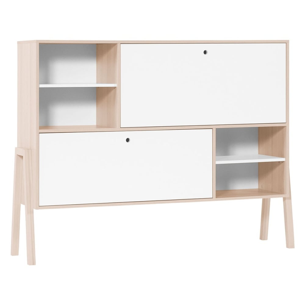 Aparador 2 puertas abatibles l160 cm - blanco y beige