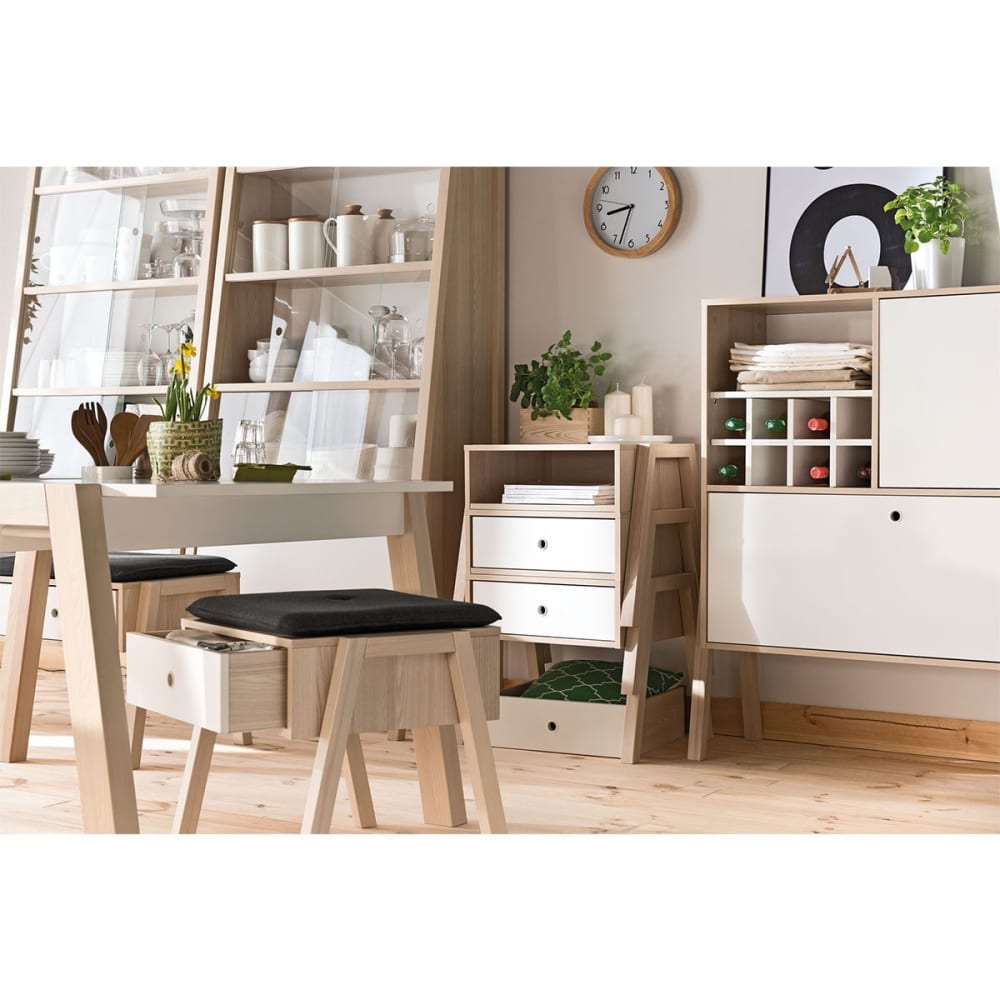 Buffet 2 portes et 4 niches - blanc et beige - Maisons du Monde