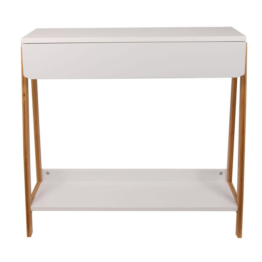 Console avec tiroir blanc et bois - Maisons du Monde