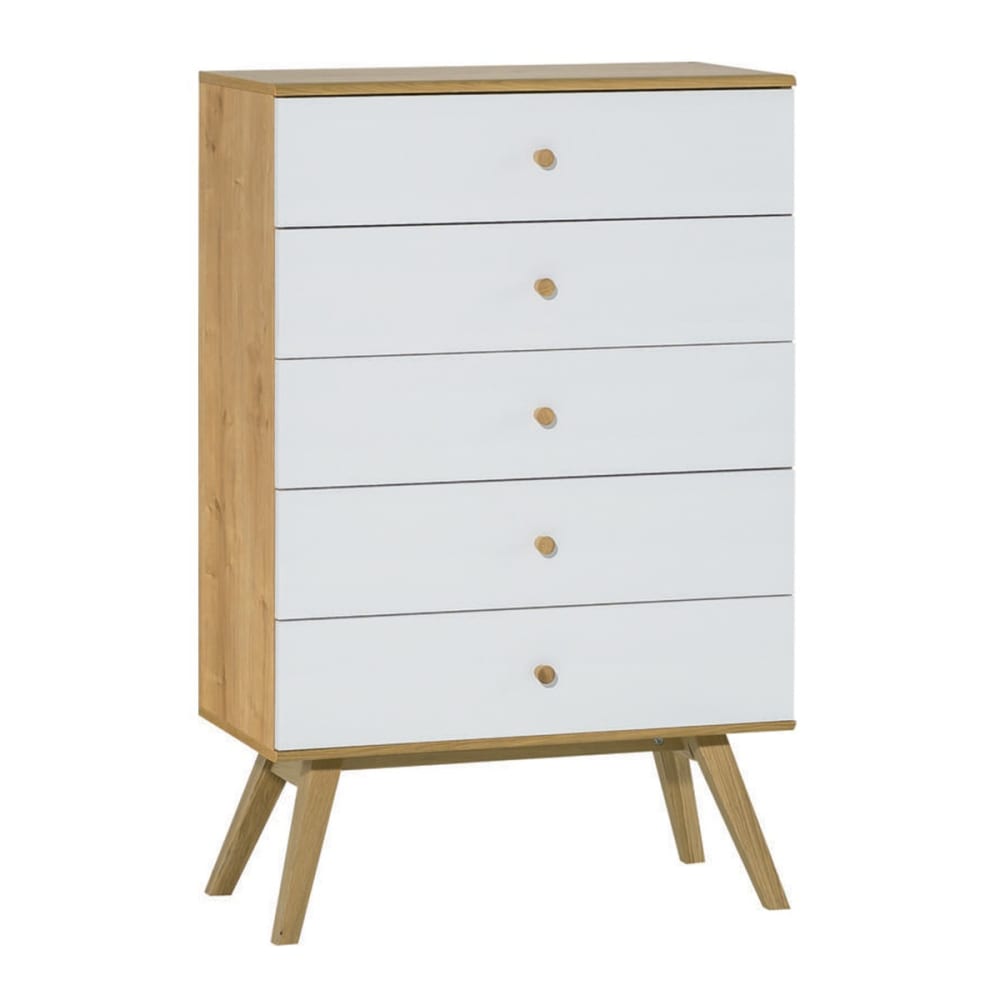 Cómoda 5 cajones l75 cm - blanco