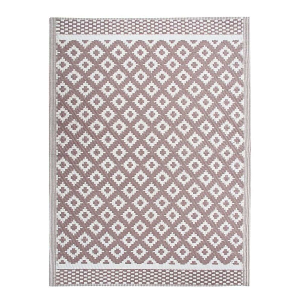 Tapis d'extérieur motifs géométriques moka rosé 180x240