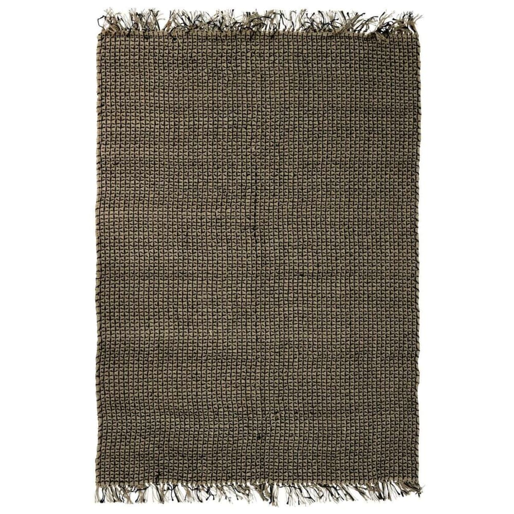 Tapis jute et coton artisanal noir et beige 120x170