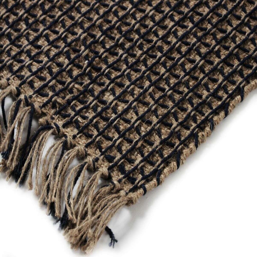 Tapis jute et coton artisanal noir et beige 120x170 — vue 4