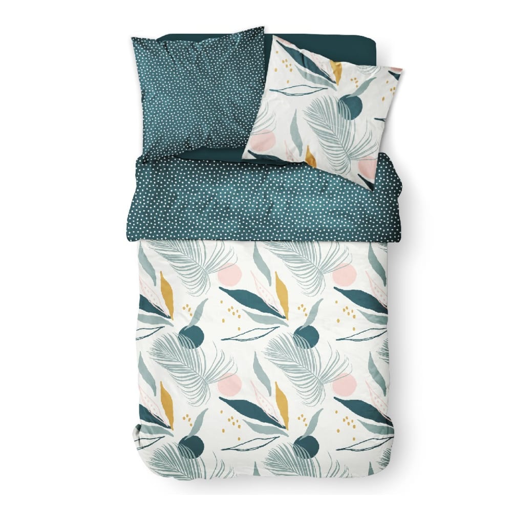 Parure de lit coton 2 personnes imprimé floral 240x260 cm blanc — vue 4