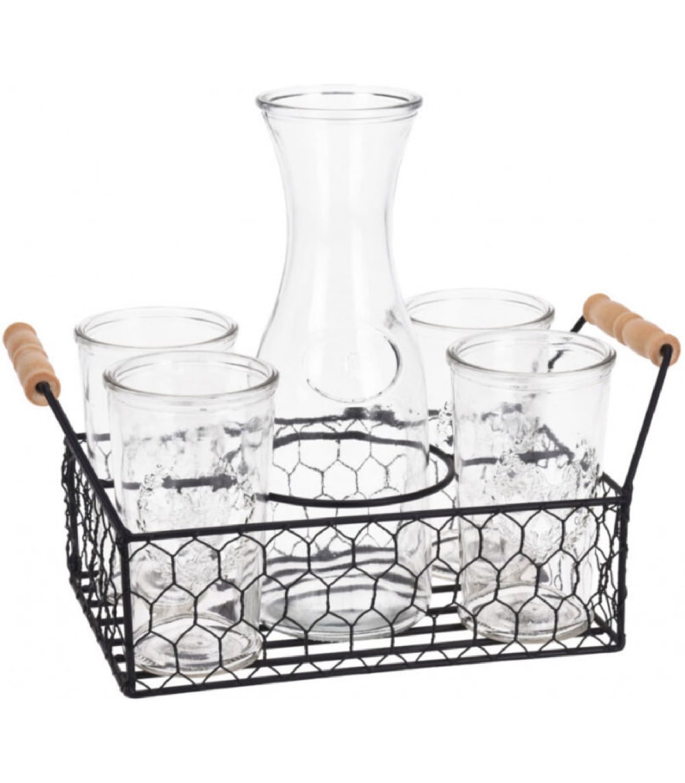 Coffret jus de fruit 4 verres + 1 carafe en verre