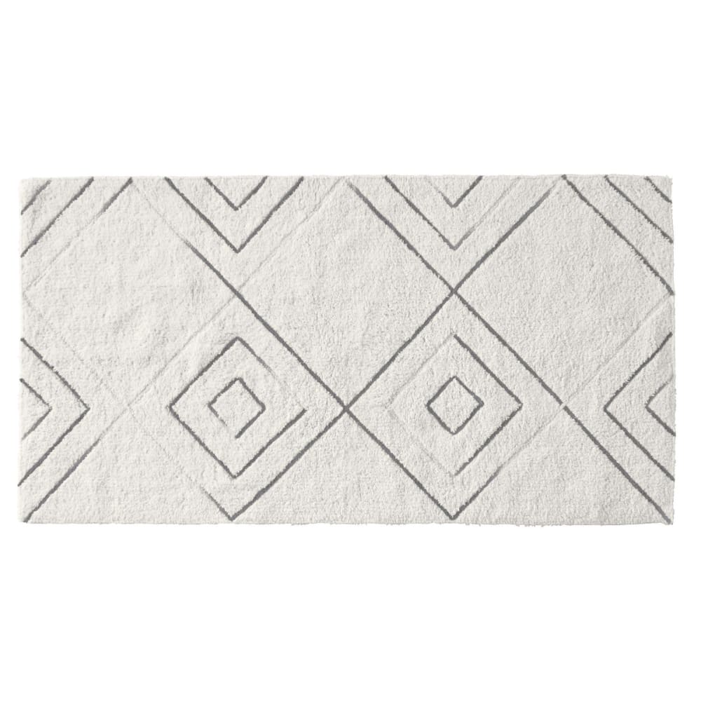 Guy Levasseur Tapis de bain à losanges coton tufté 60x120cm style classique chic Beige