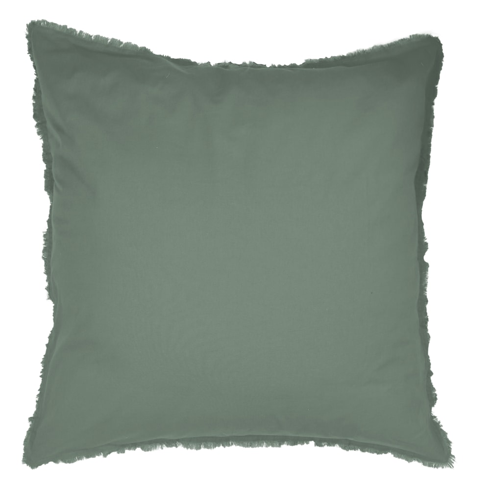 Set de 2 taies d'oreiller unies à franges Lichen 65x65cm