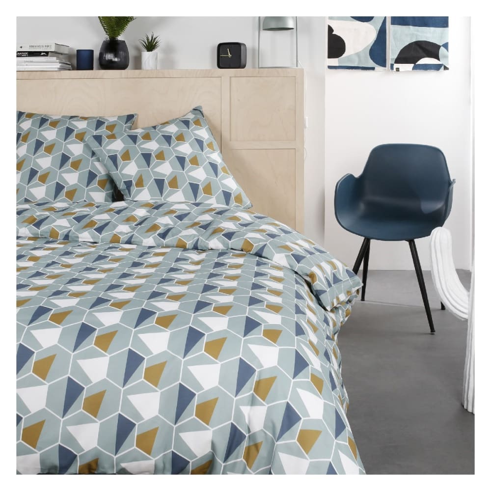 Parure de lit coton zippée 2 personnes imprimé graphique  260x240 cm