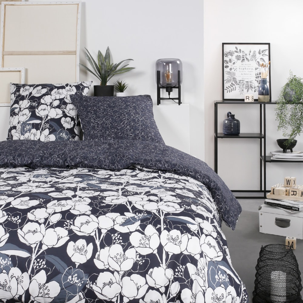 Parure de lit coton zippée - floral