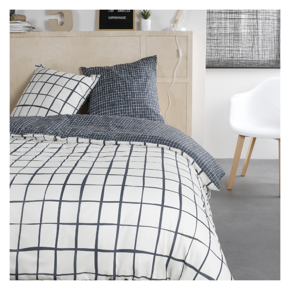 Parure de lit coton zippée 2 personnes imprimé graphique  260x240 cm