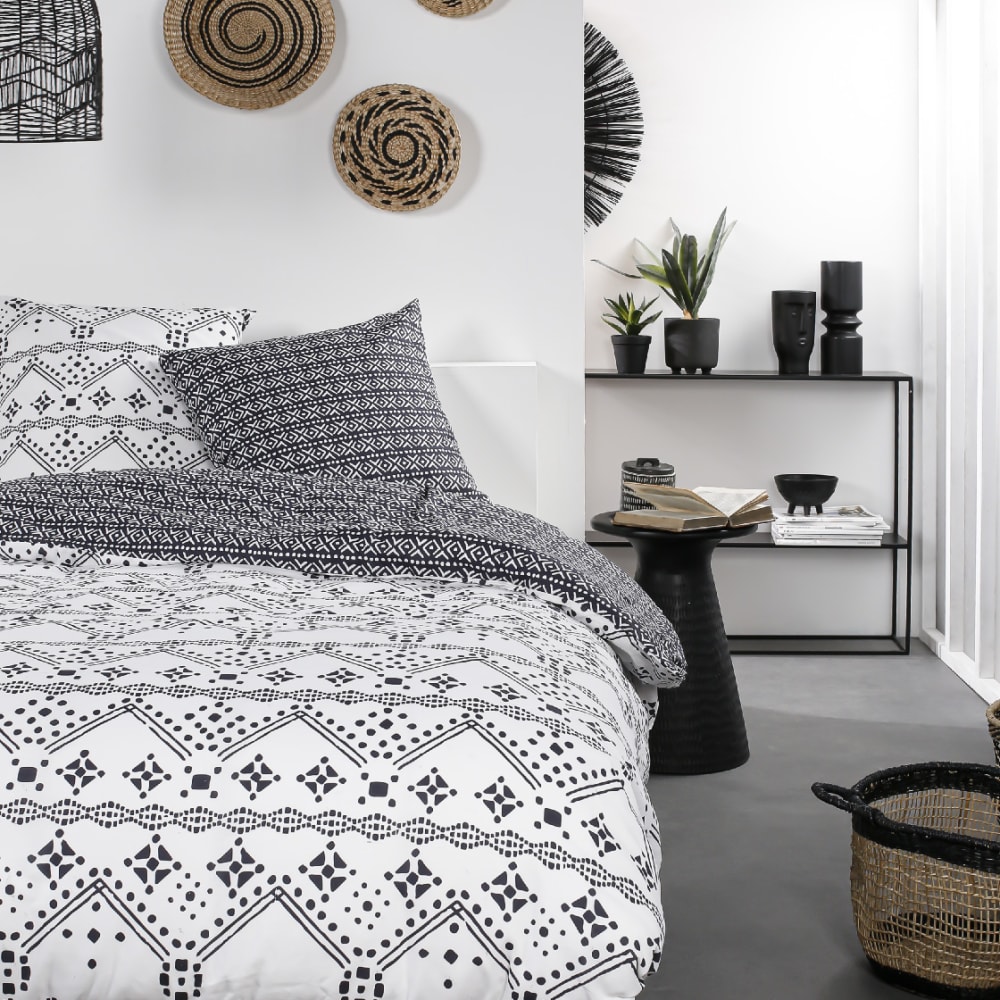 Parure de lit coton zippée 2 personnes imprimé ethnique  240x220 cm