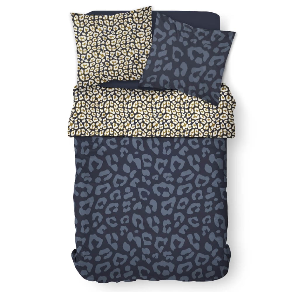 Parure de lit coton 2 personnes imprimé animalier 220x240 cm bleu - Maisons du Monde