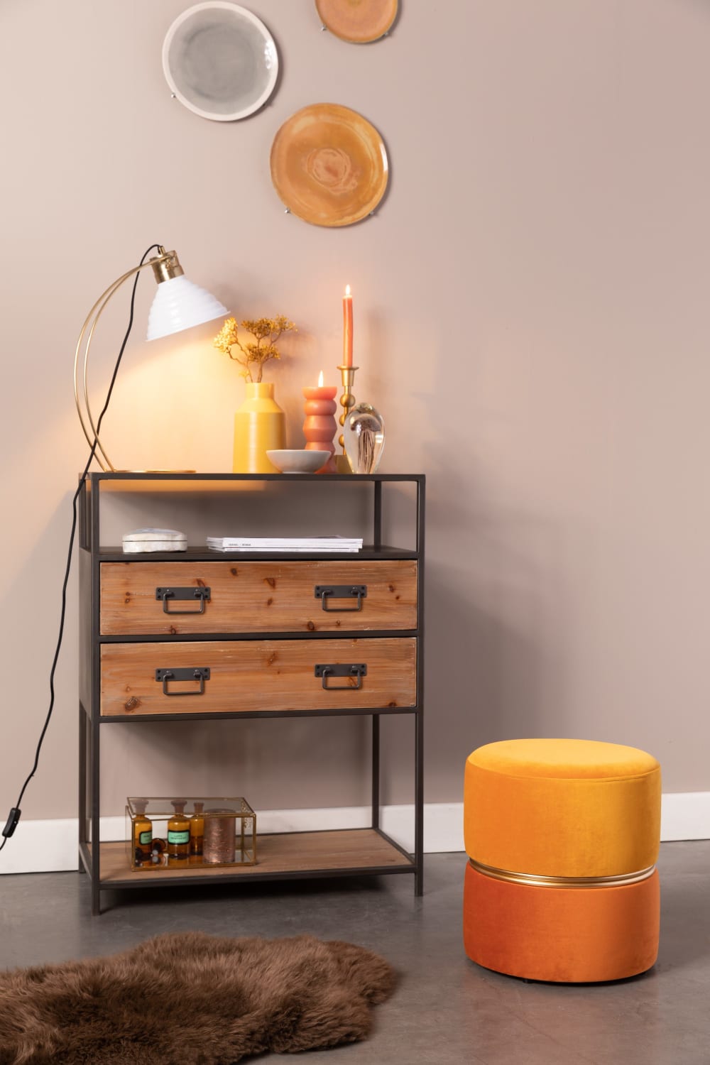 Pouf in tessuto arancione - White label