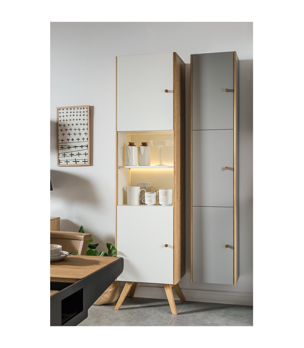 Libreria a 2 ante con mensola centrale A 207,5 cm - Bianca -