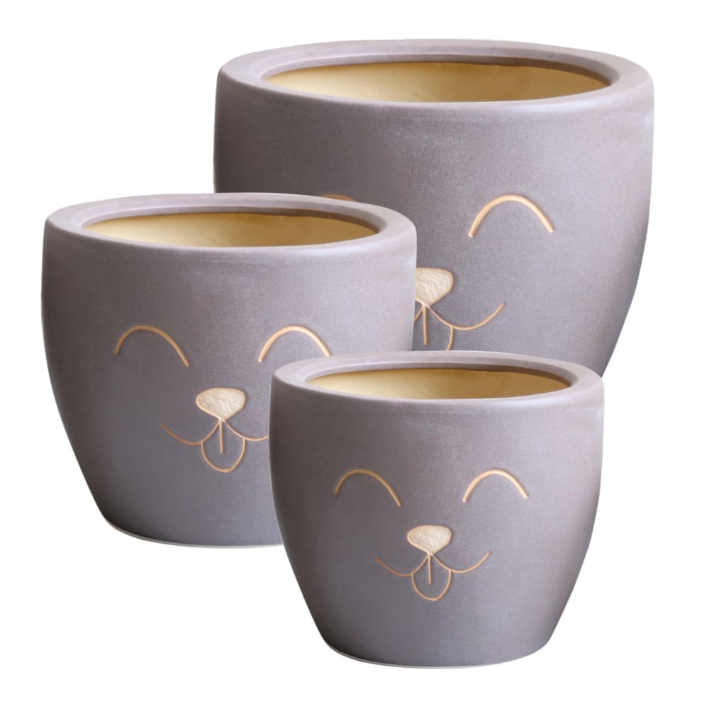 Cache pot taupe en terre cuite H18cm - Maisons du Monde