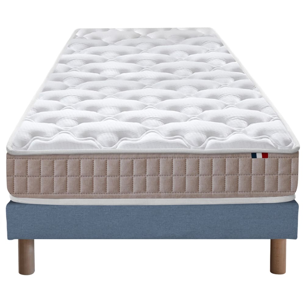 Matelas latex 3 zones pure + sommier 90x190 sommier bleu denim - Maisons du Monde