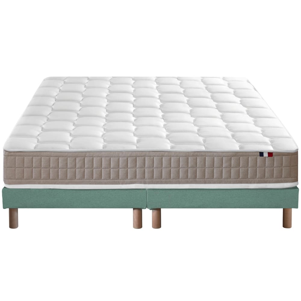 Ensemble matelas 100% latex 5 zones sommier vert 160x200