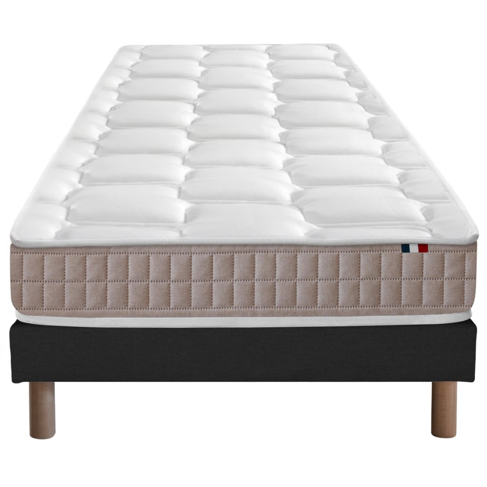 Ensemble matelas 100% latex 5 zones sommier noir 80x200