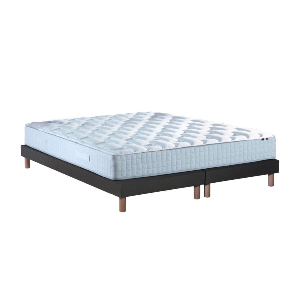 Ensemble matelas ressorts sommier noir 160x200