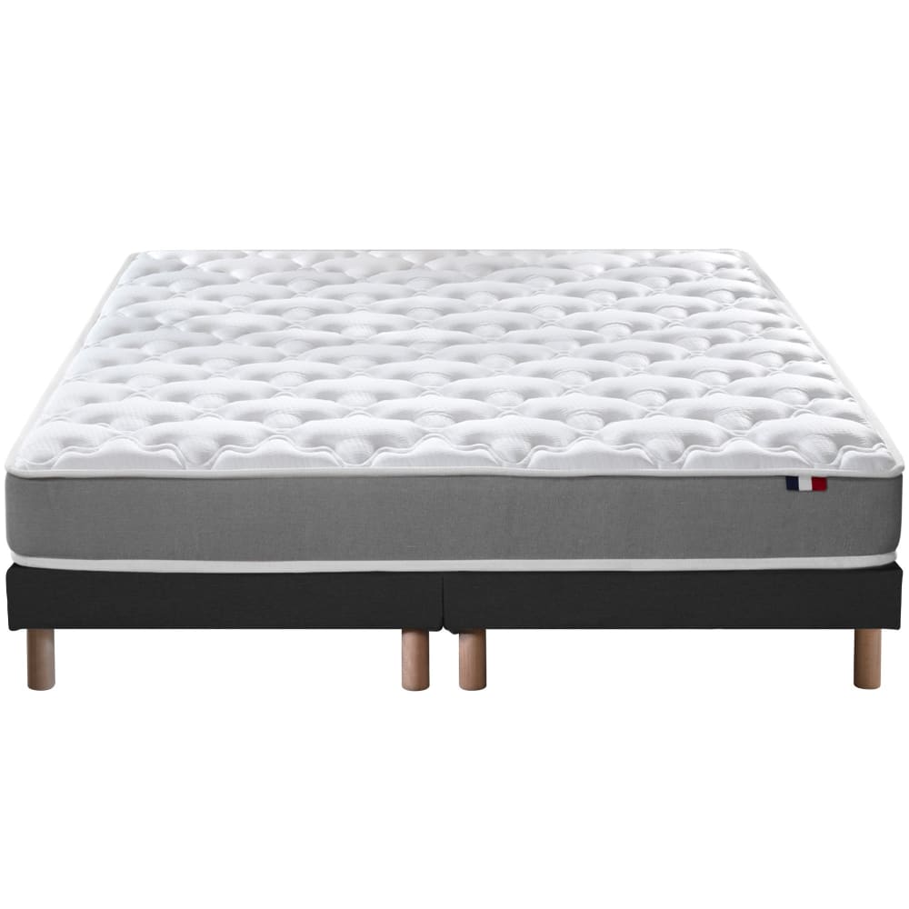 Ensemble matelas mousse ferme sommier noir 160x200
