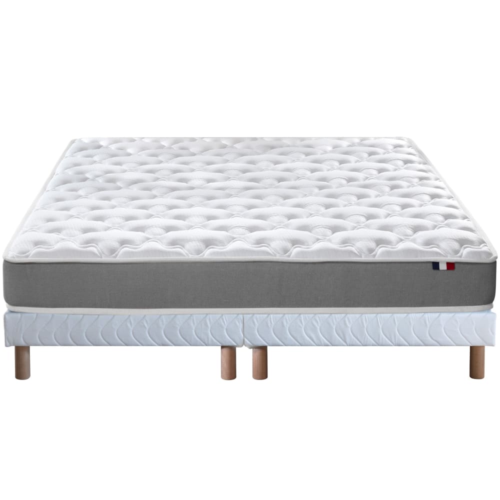 Ensemble matelas mousse ferme sommier blanc 160x200