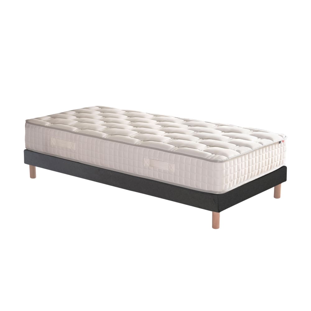 Ensemble matelas ressorts sommier noir 90x190