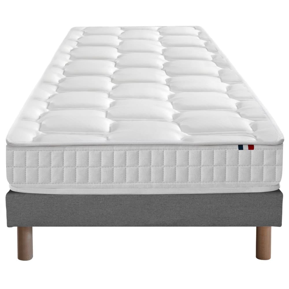 Ensemble matelas ressorts sommier gris 90x190