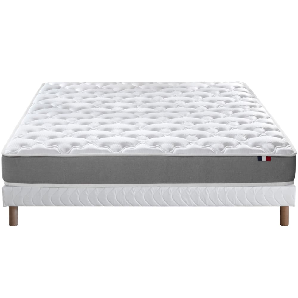 Ensemble matelas mousse ferme sommier blanc 140x190