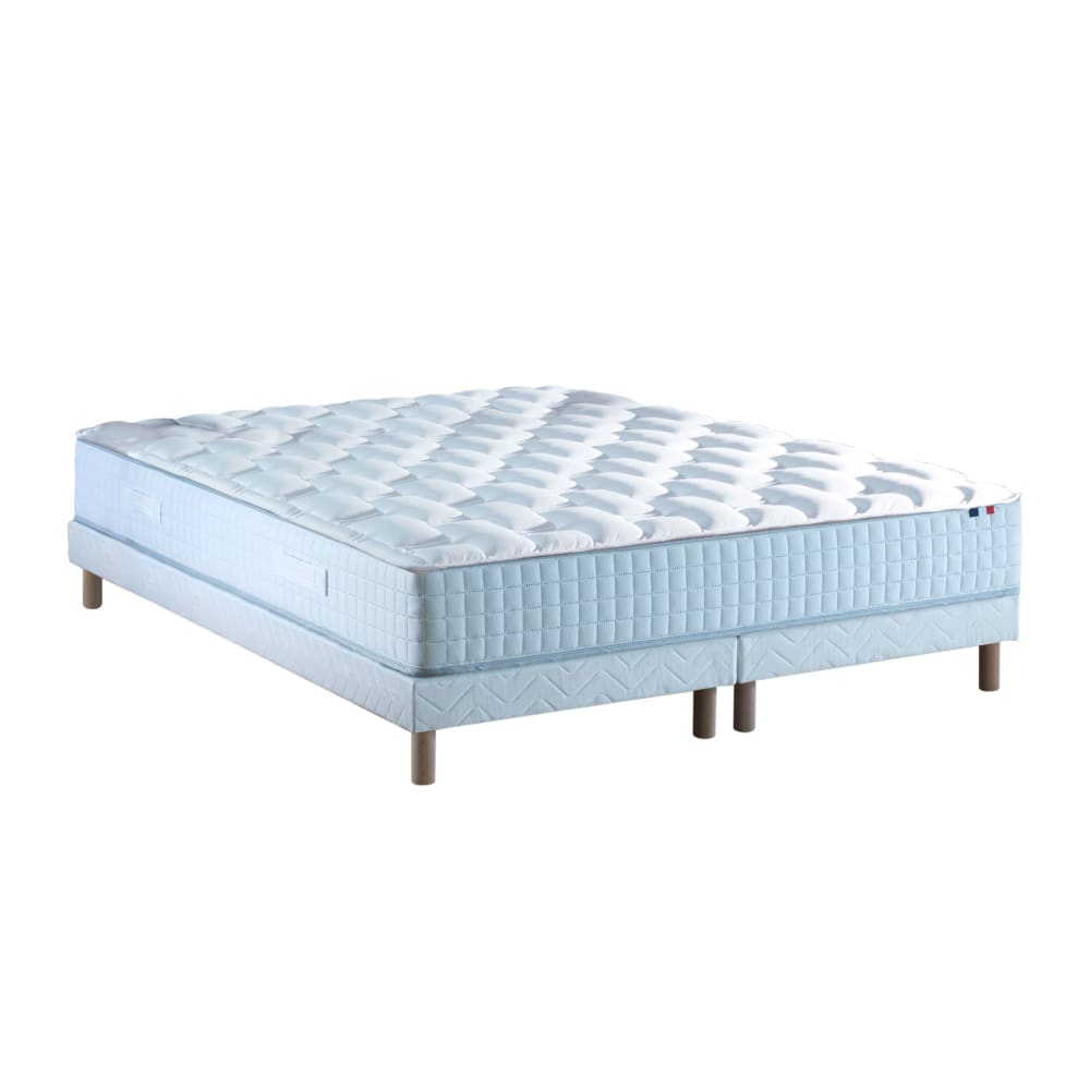 Ensemble matelas ressorts sommier blanc 180x200