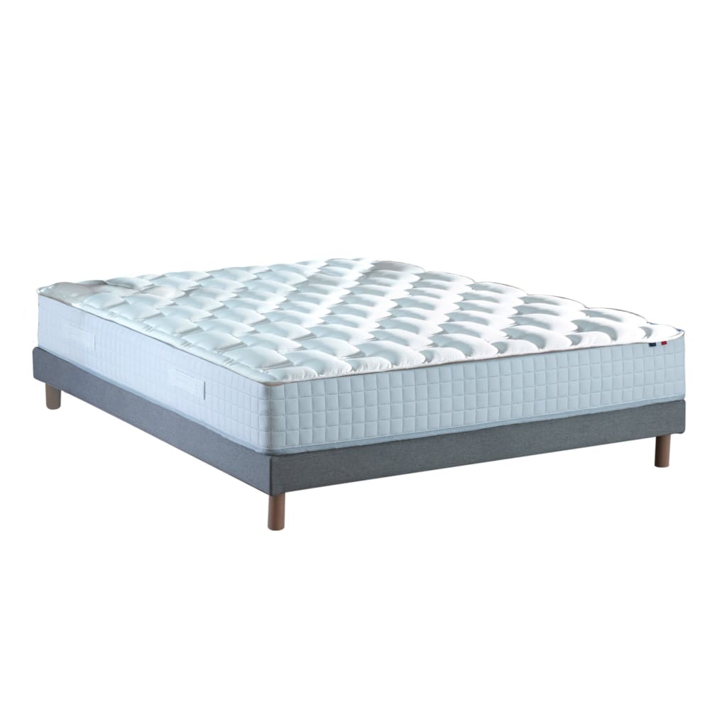 Ensemble matelas ressorts sommier gris 140x190