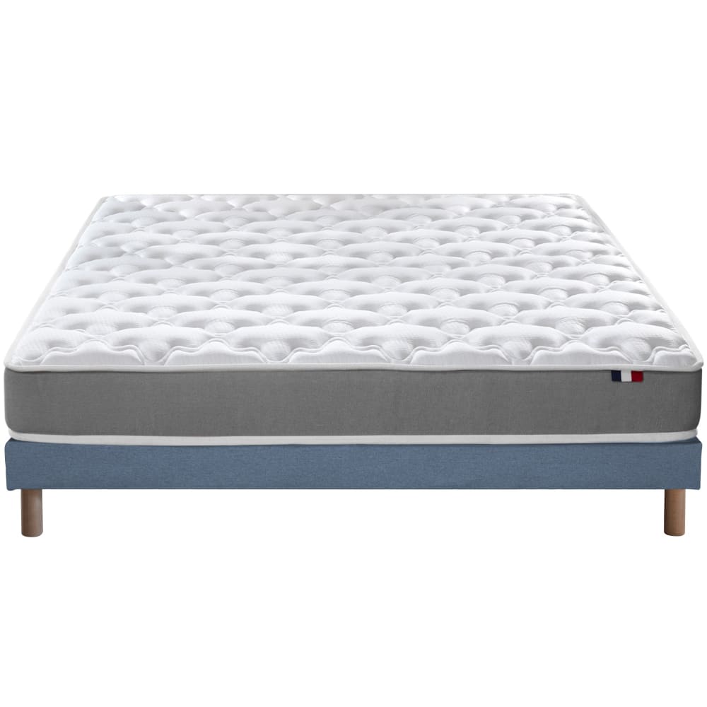 Ensemble matelas mousse ferme sommier bleu 140x190