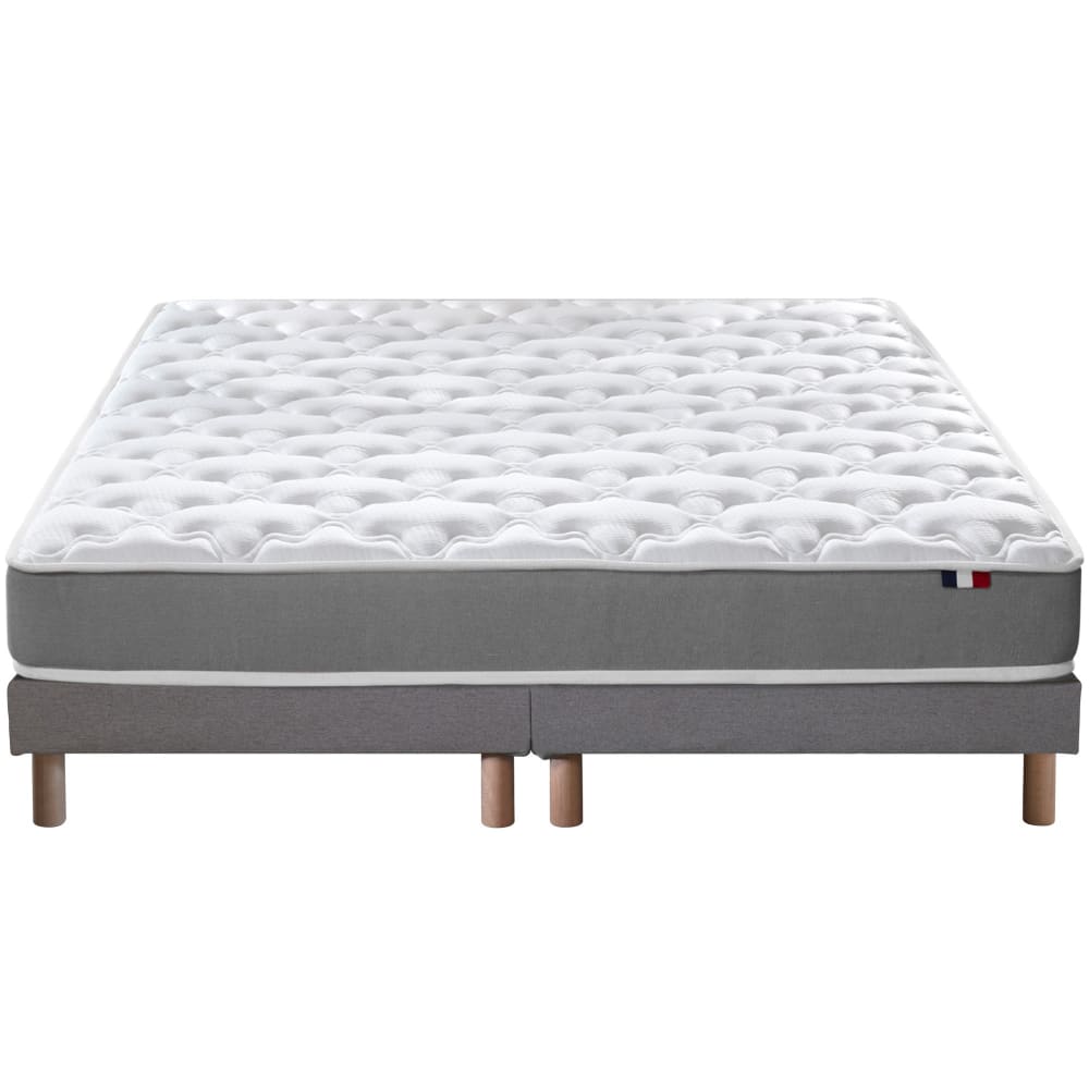Ensemble matelas mousse ferme sommier gris 160x200