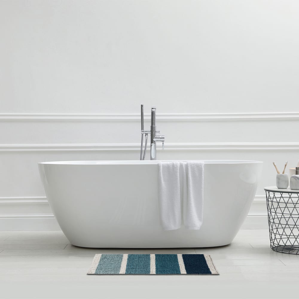 Tapis de bain déco à rayures en polycoton 60x120cm — vue 3