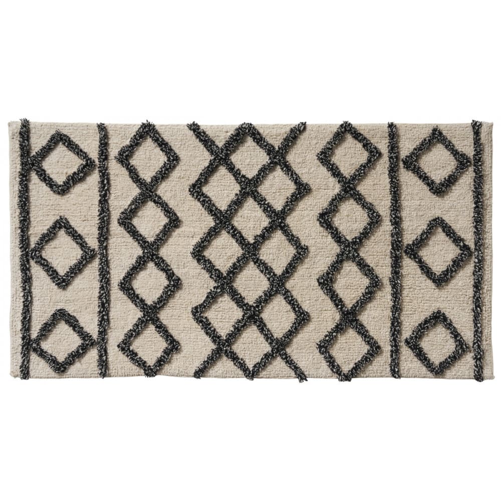 Tapis de bain déco géométrique coton tufté 60x120cm