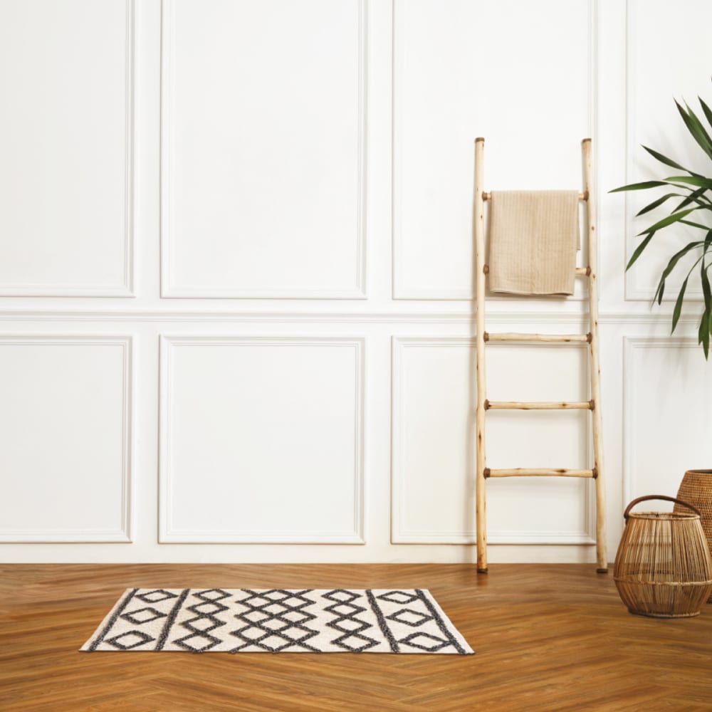 Tapis de bain déco géométrique coton tufté 60x120cm - Maisons du Monde
