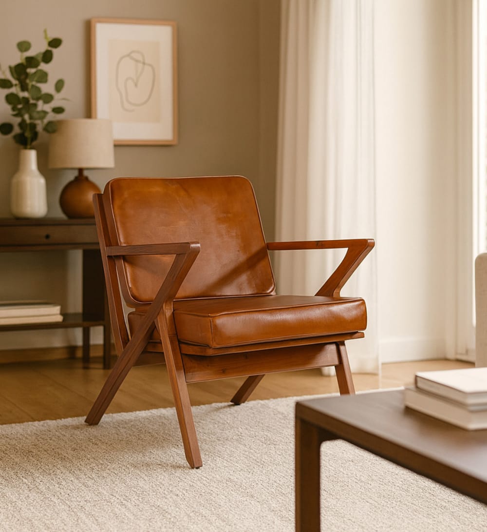 Fauteuil en cuir marron