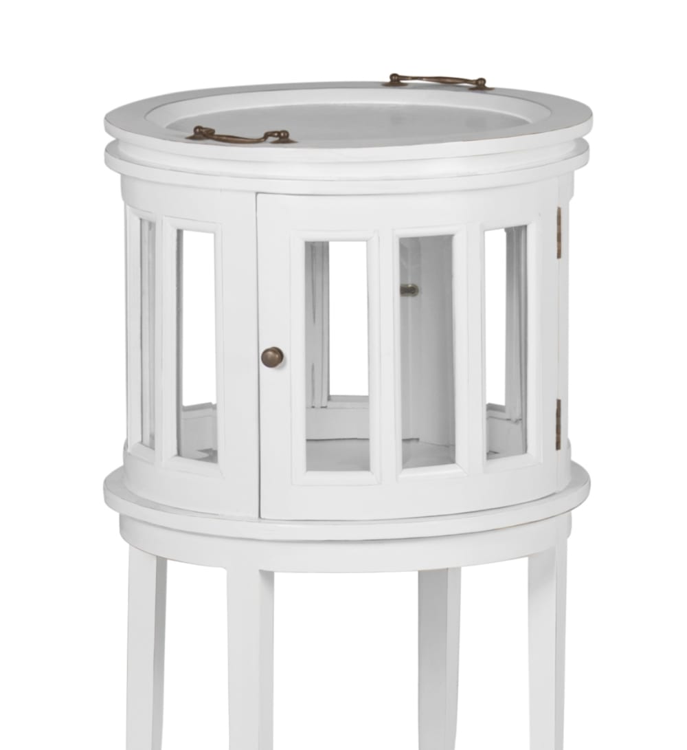 Tavolino porta liquori in legno bianco Ø 50 cm - MOYCOR