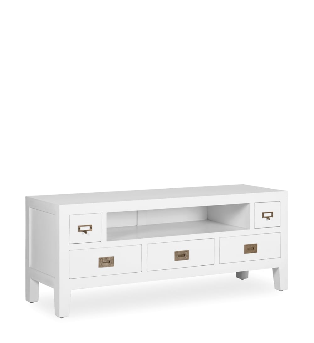 Meuble tv en bois blanc L 125 cm