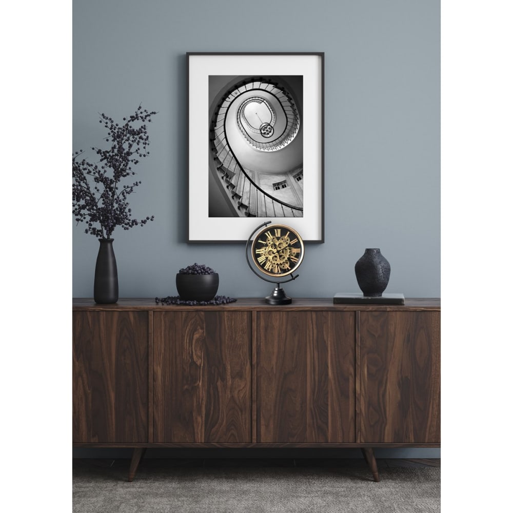 Horloge mécanisme sur pied en métal noir