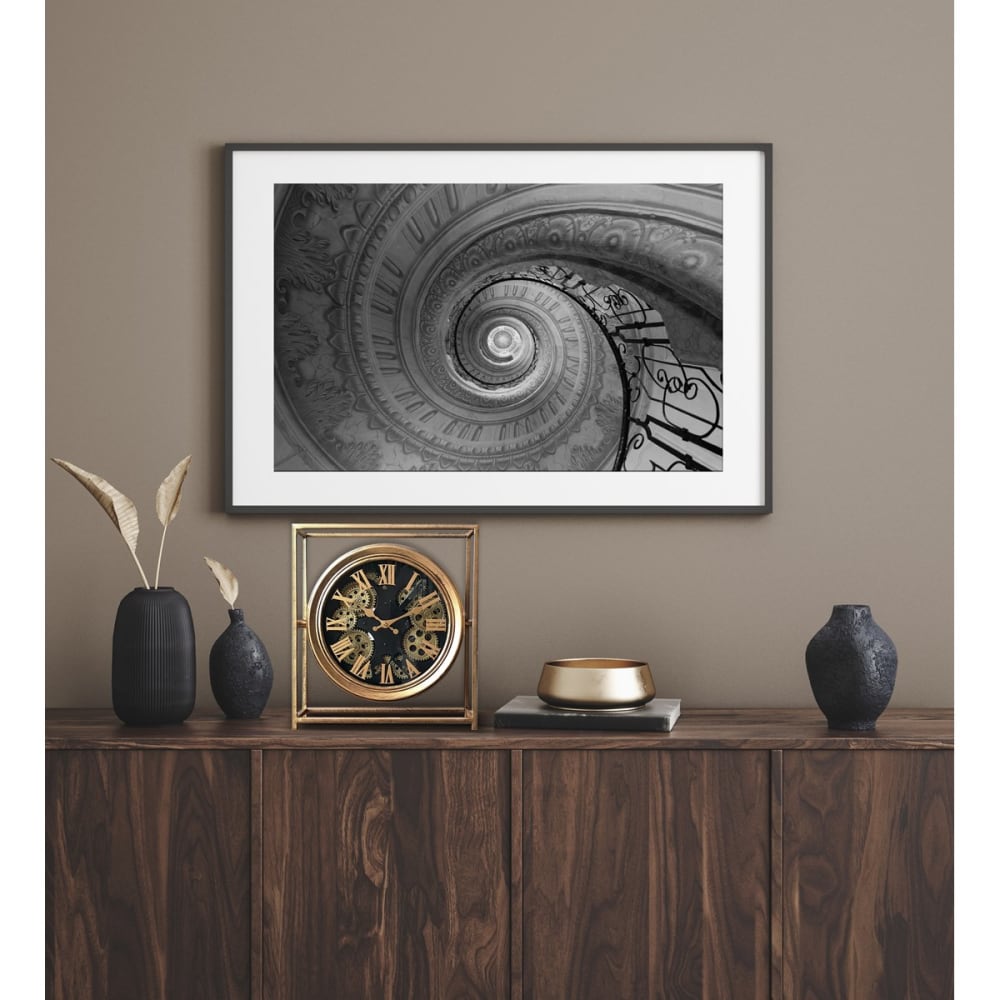 Horloge mécanisme carrée en métal noir