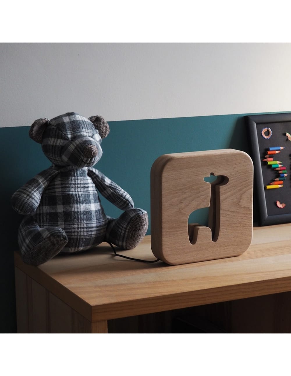 Lampe à poser veilleuse en bois girafe (Gone's) - Image 2