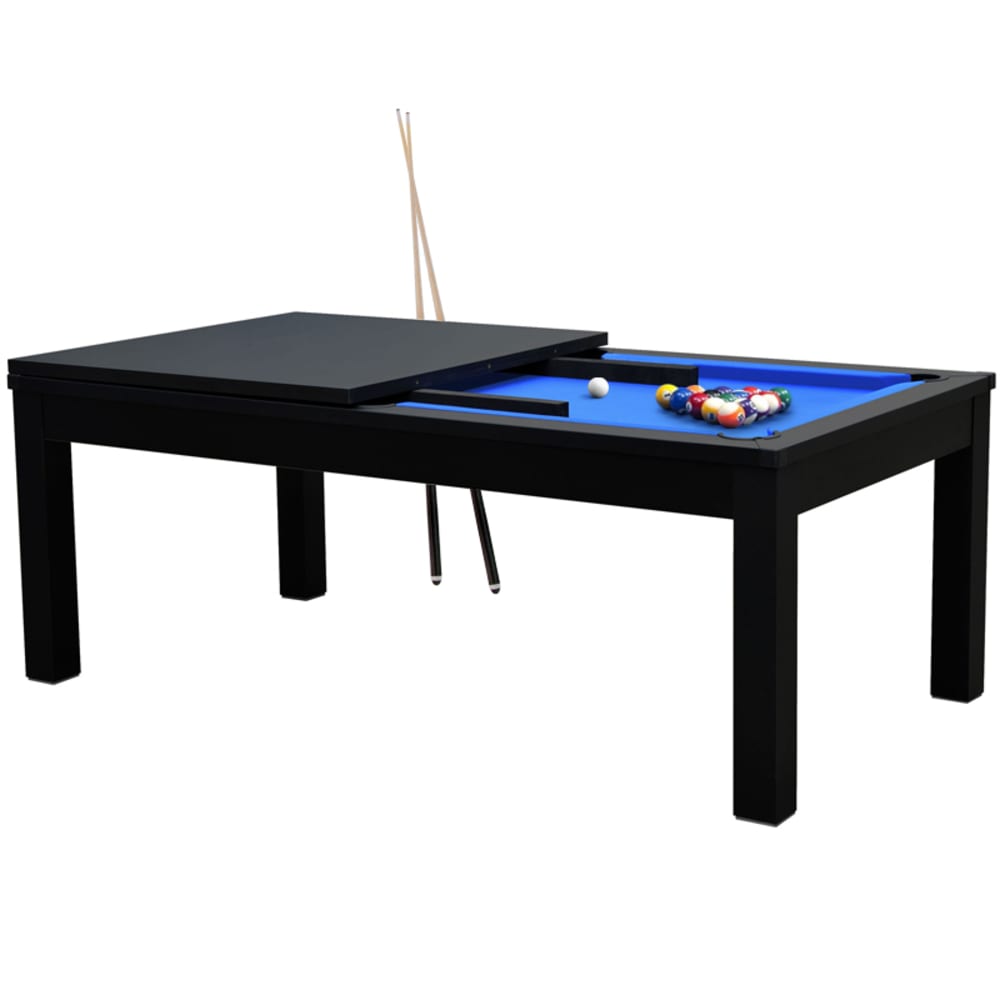 Table de billard convertible noire tapis bleu