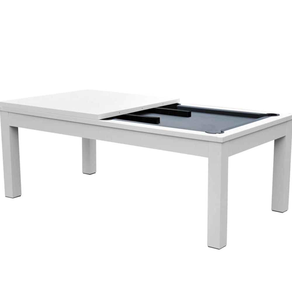 Table de billard convertible blanche tapis gris