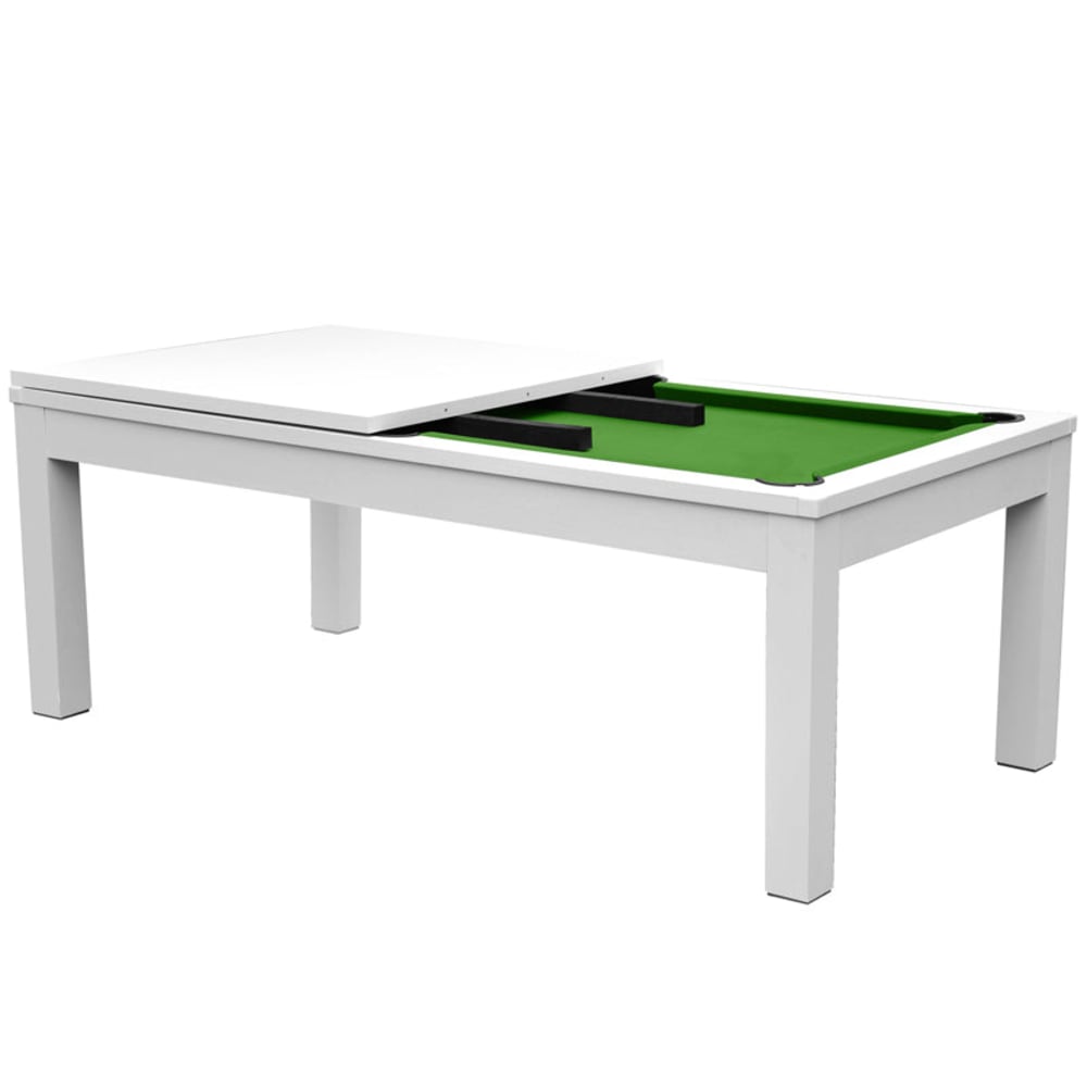 Table de billard convertible blanche tapis vert