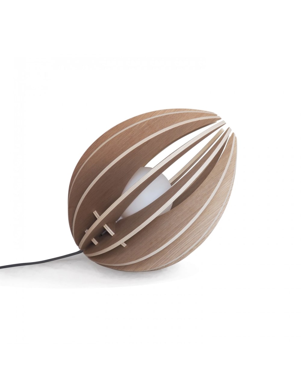 Lampe à poser en bois chêne naturel avec fil noir