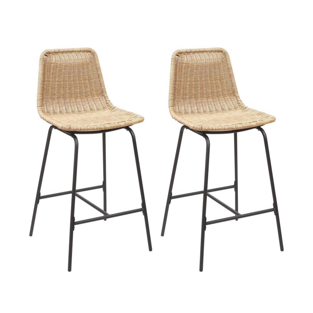 Lot tabourets bar - rotin