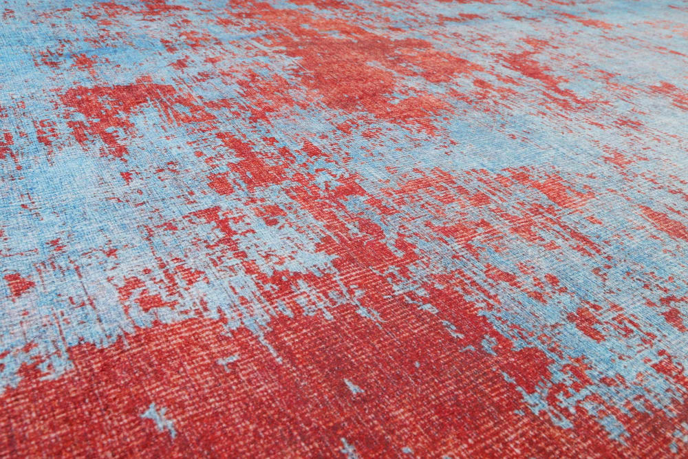 Tapis tissé extra plat bleu et rouge brique 120x170 — vue 4