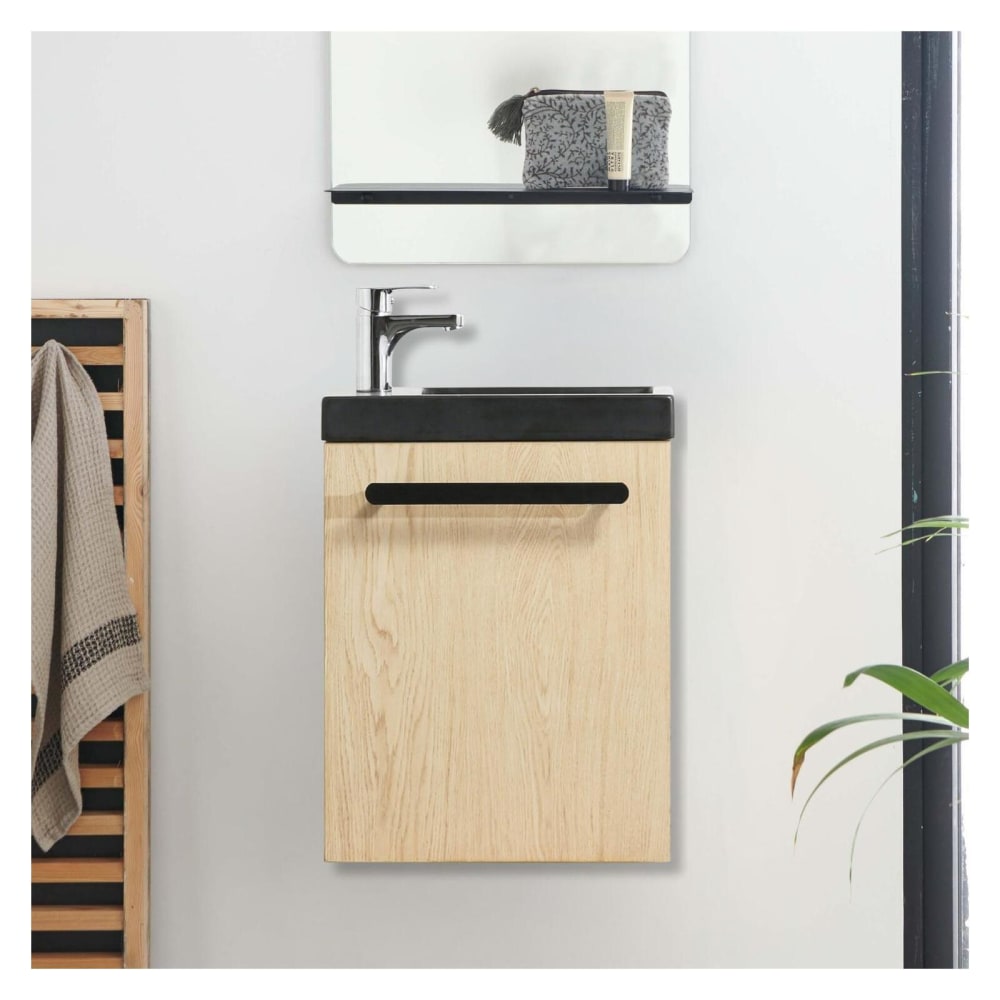 Meuble lave-mains suspendu  avec poignée porte serviette