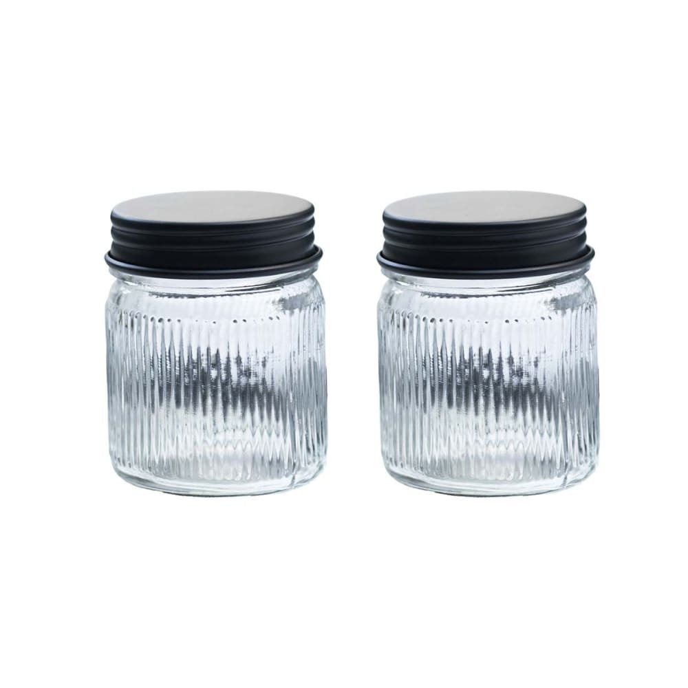 Set de 2 bocaux en verre et laiton