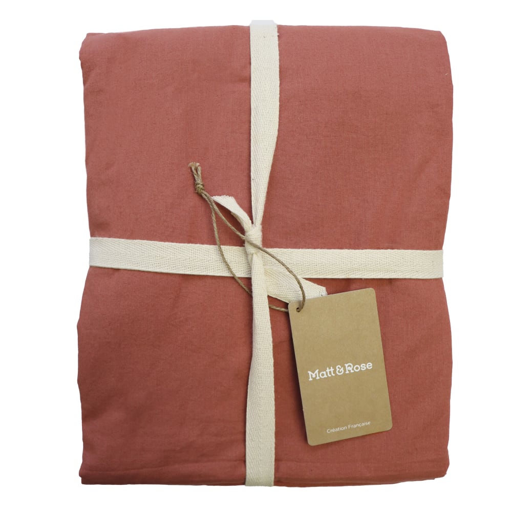 Housse de couette unie en coton lavé terre cuite 260x240cm — vue 3